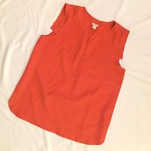 JCREW FACTORY Orange V-Neck Sleeveless Shell - M